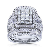 Celestia Grandeur Multi-Layer Diamond 925 silver plated Ring - AmoreNmore