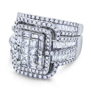 Celestia Grandeur Multi-Layer Diamond 925 silver plated Ring - AmoreNmore