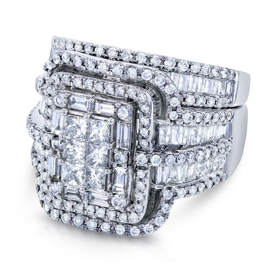 Celestia Grandeur Multi-Layer Diamond 925 silver plated Ring - AmoreNmore