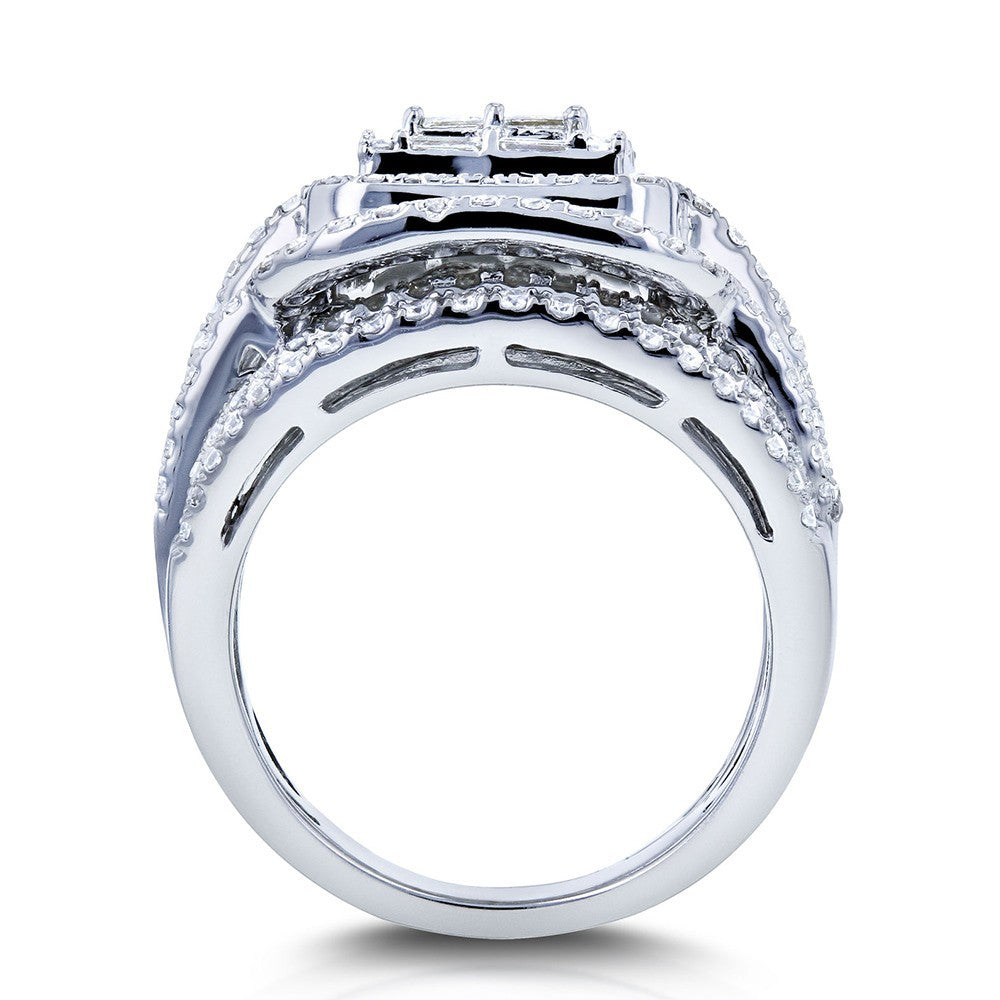 Celestia Grandeur Multi-Layer Diamond 925 silver plated Ring - AmoreNmore