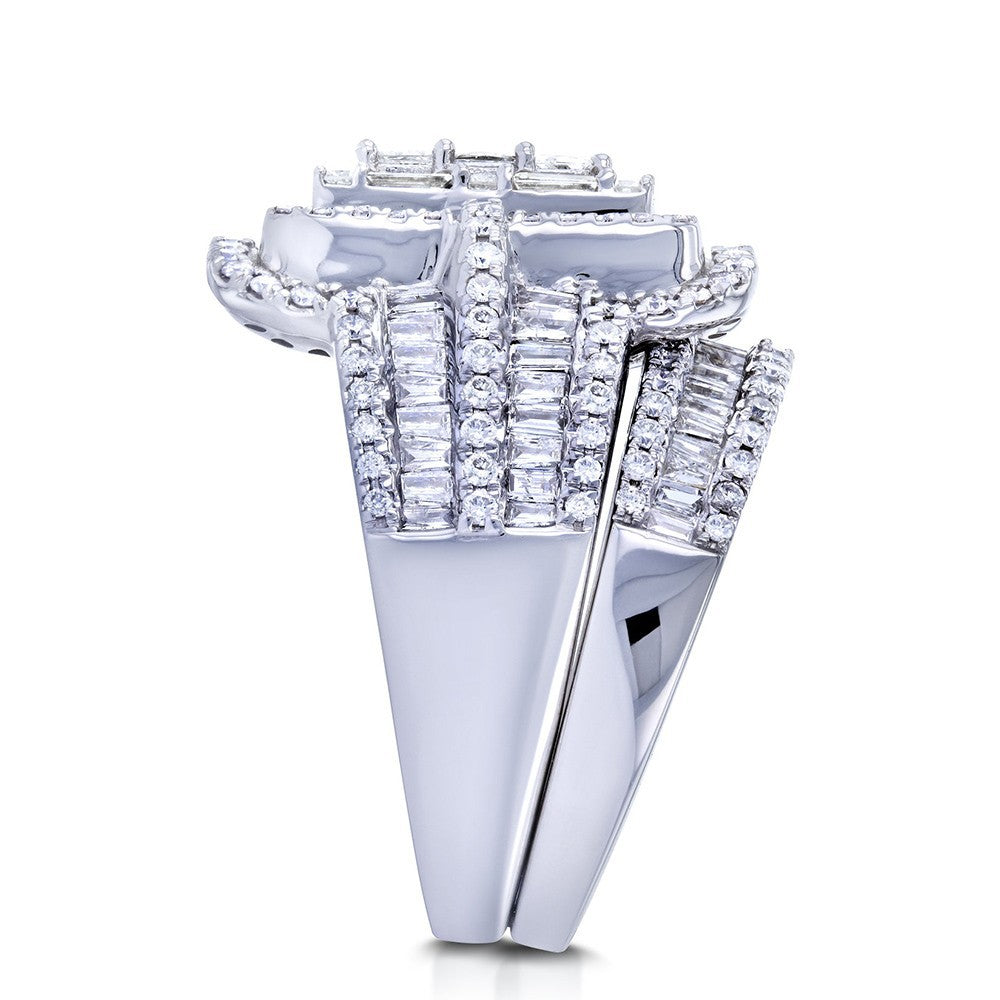 Celestia Grandeur Multi-Layer Diamond 925 silver plated Ring - AmoreNmore