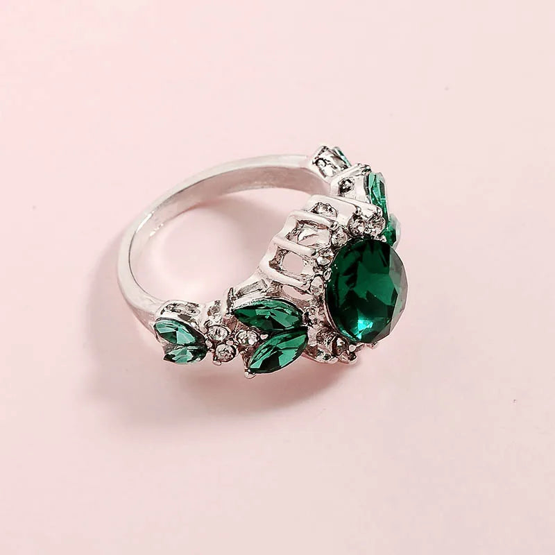 Emerald Bloom Statement 925 Sliver Plated Ring - AmoreNmore