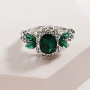 Emerald Bloom Statement 925 Sliver Plated Ring - AmoreNmore