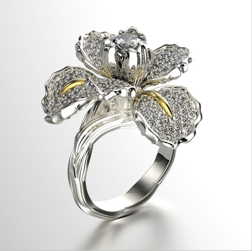 Orchid Bloom Radiance 925 Silver Plated Ring - AmoreNmore