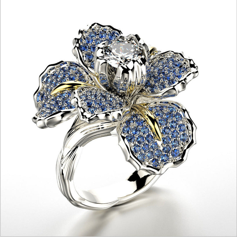 Orchid Bloom Radiance 925 Silver Plated Ring - AmoreNmore