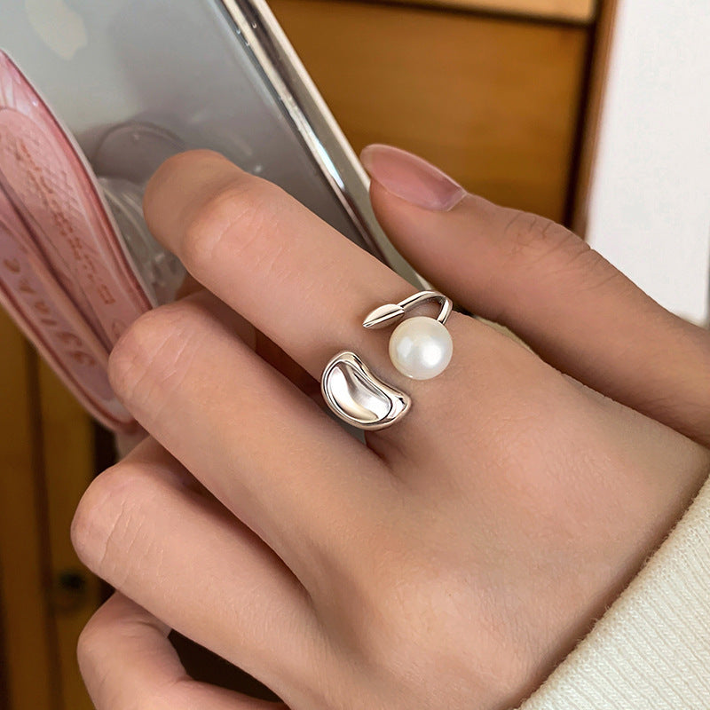 Pearl Form Adjustable 925 Silver Plated Ring - AmoreNmore