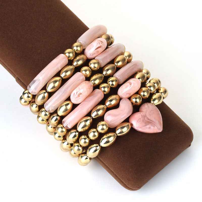 Blush Harmony Beaded Bracelet Set for Effortless Style and Elegance - AmoreNmore