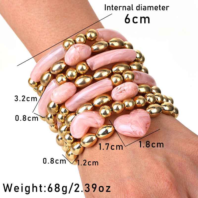 Blush Harmony Beaded Bracelet Set for Effortless Style and Elegance - AmoreNmore