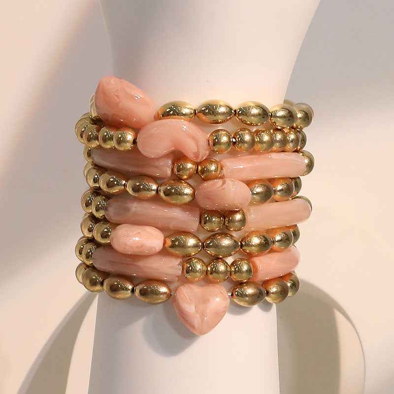 Blush Harmony Beaded Bracelet Set for Effortless Style and Elegance - AmoreNmore