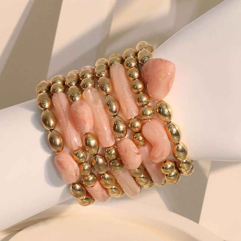 Blush Harmony Beaded Bracelet Set for Effortless Style and Elegance - AmoreNmore