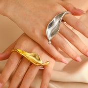 Glam Orbit Twin 925 Silver / 18K Gold Plated Adjustable Ring - AmoreNmore