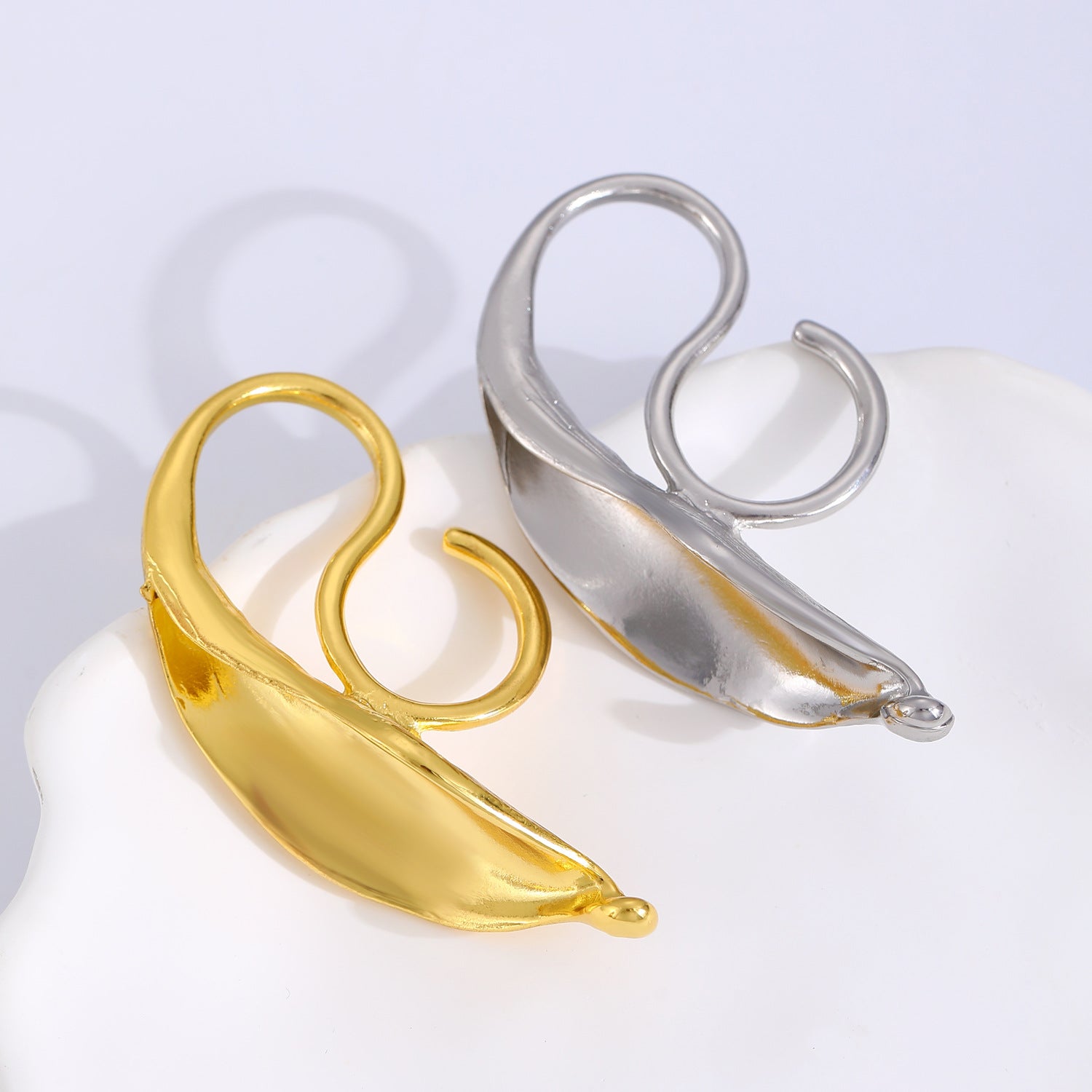 Glam Orbit Twin 925 Silver / 18K Gold Plated Adjustable Ring - AmoreNmore