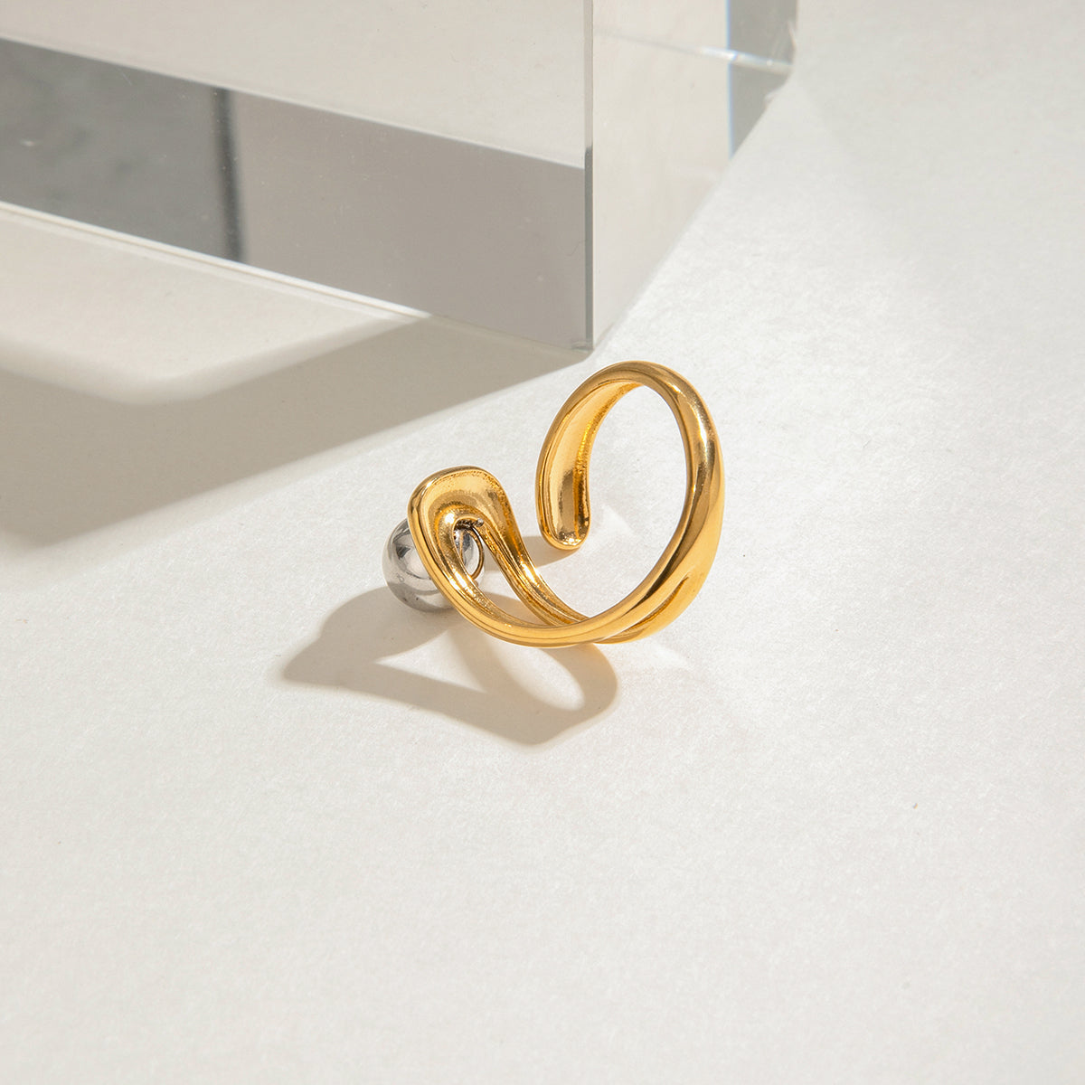 Celestia Orbit Adjustable 18K Gold Plated Statement Ring - AmoreNmore