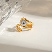 Celestia Orbit Adjustable 18K Gold Plated Statement Ring - AmoreNmore
