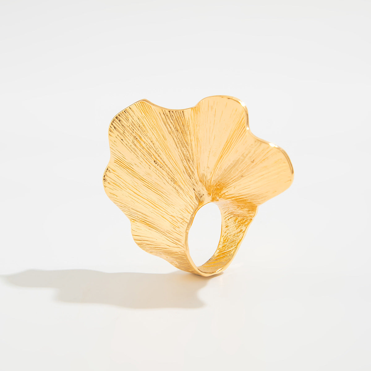 Bold Ginkgo Petal 18K Gold / 925 Silver Plated Statement Ring - AmoreNmore