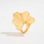 Bold Ginkgo Petal 18K Gold / 925 Silver Plated Statement Ring - AmoreNmore