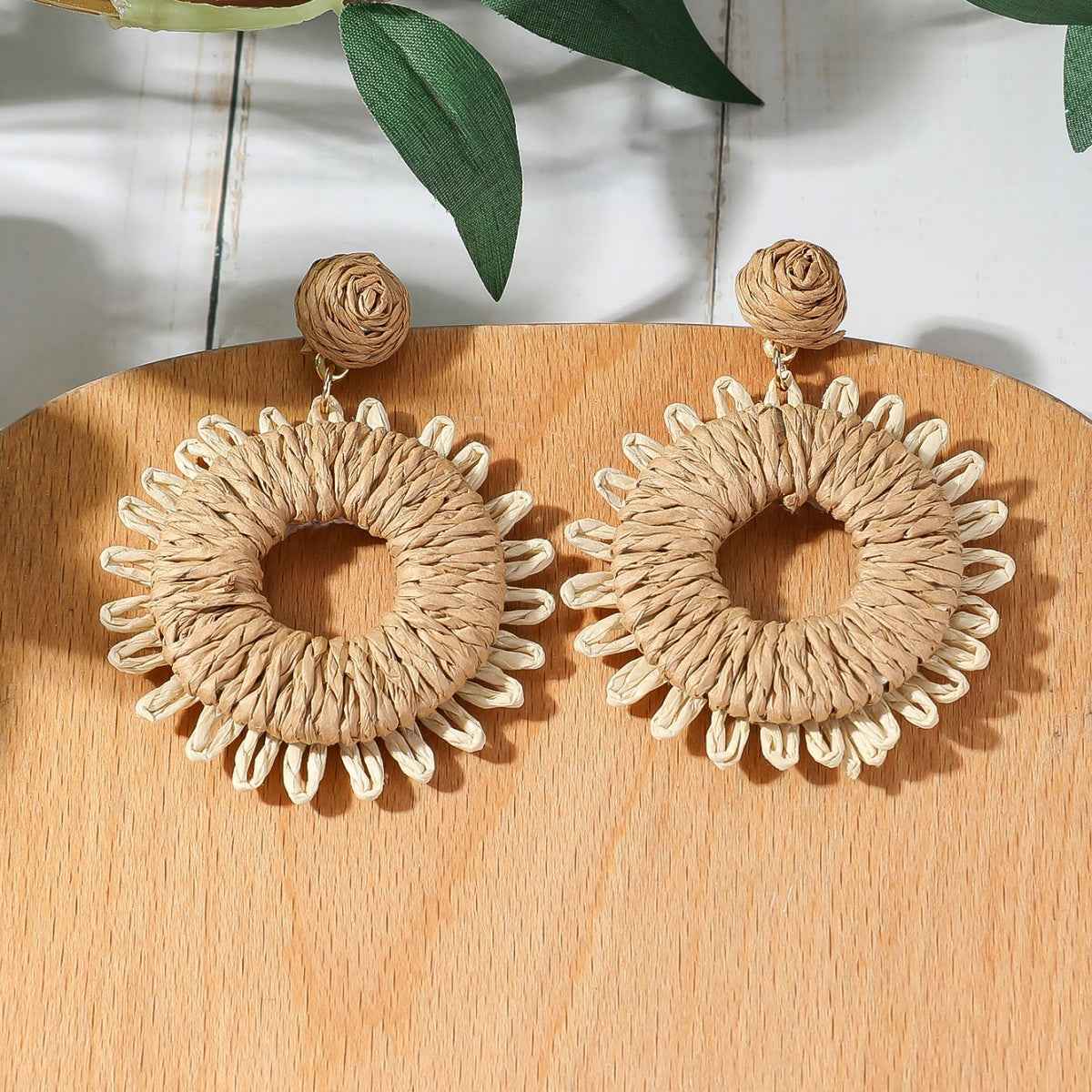 Boho Bloom Rattan Earrings for a Chic, Eco-Friendly Style - AmoreNmore