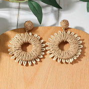 Boho Bloom Rattan Earrings for a Chic, Eco-Friendly Style - AmoreNmore