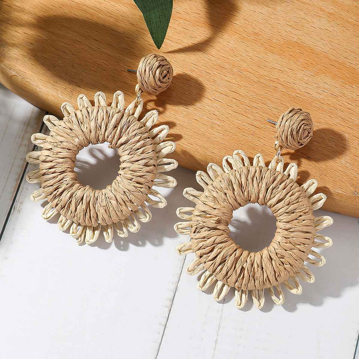 Boho Bloom Rattan Earrings for a Chic, Eco-Friendly Style - AmoreNmore