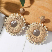 Boho Bloom Rattan Earrings for a Chic, Eco-Friendly Style - AmoreNmore