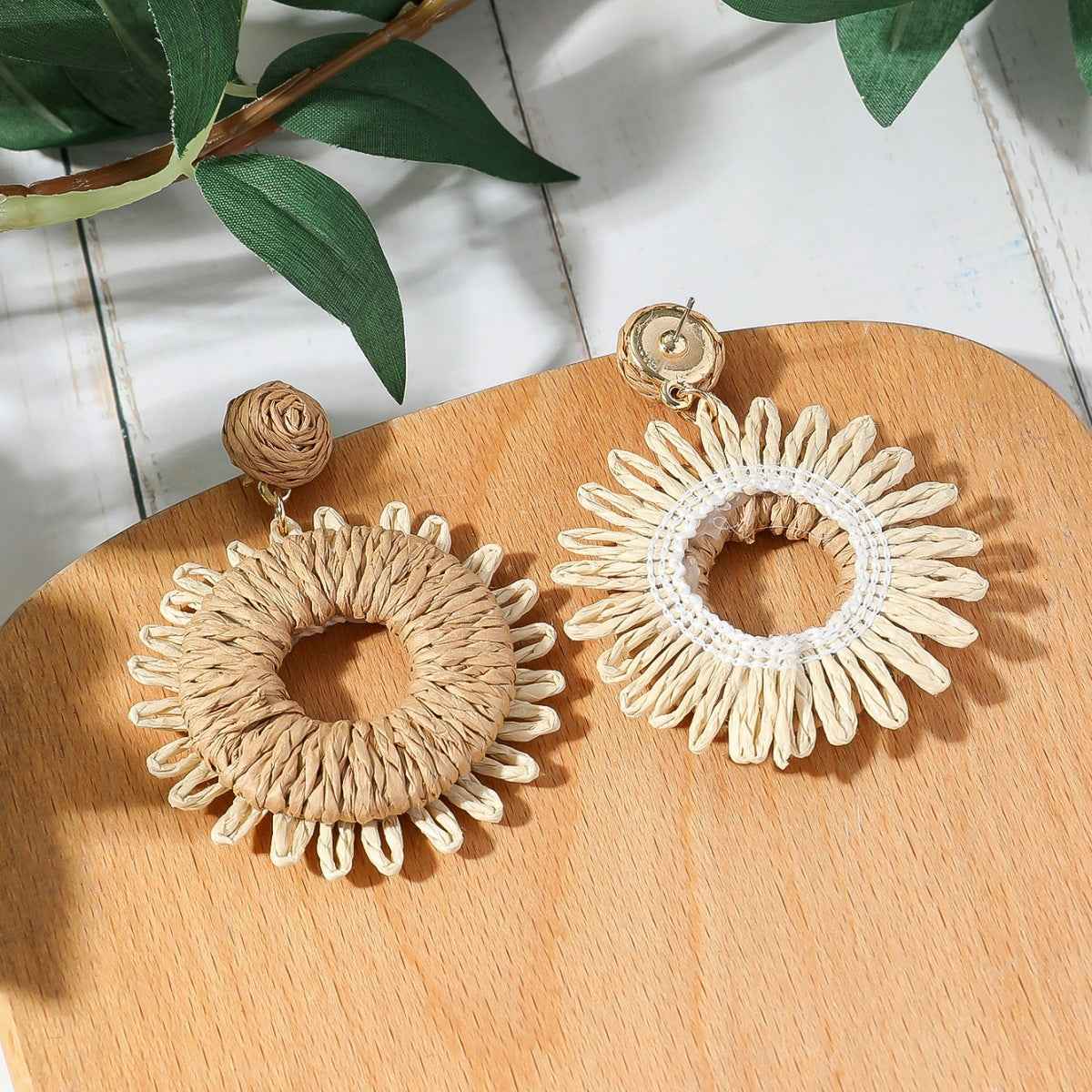 Boho Bloom Rattan Earrings for a Chic, Eco-Friendly Style - AmoreNmore