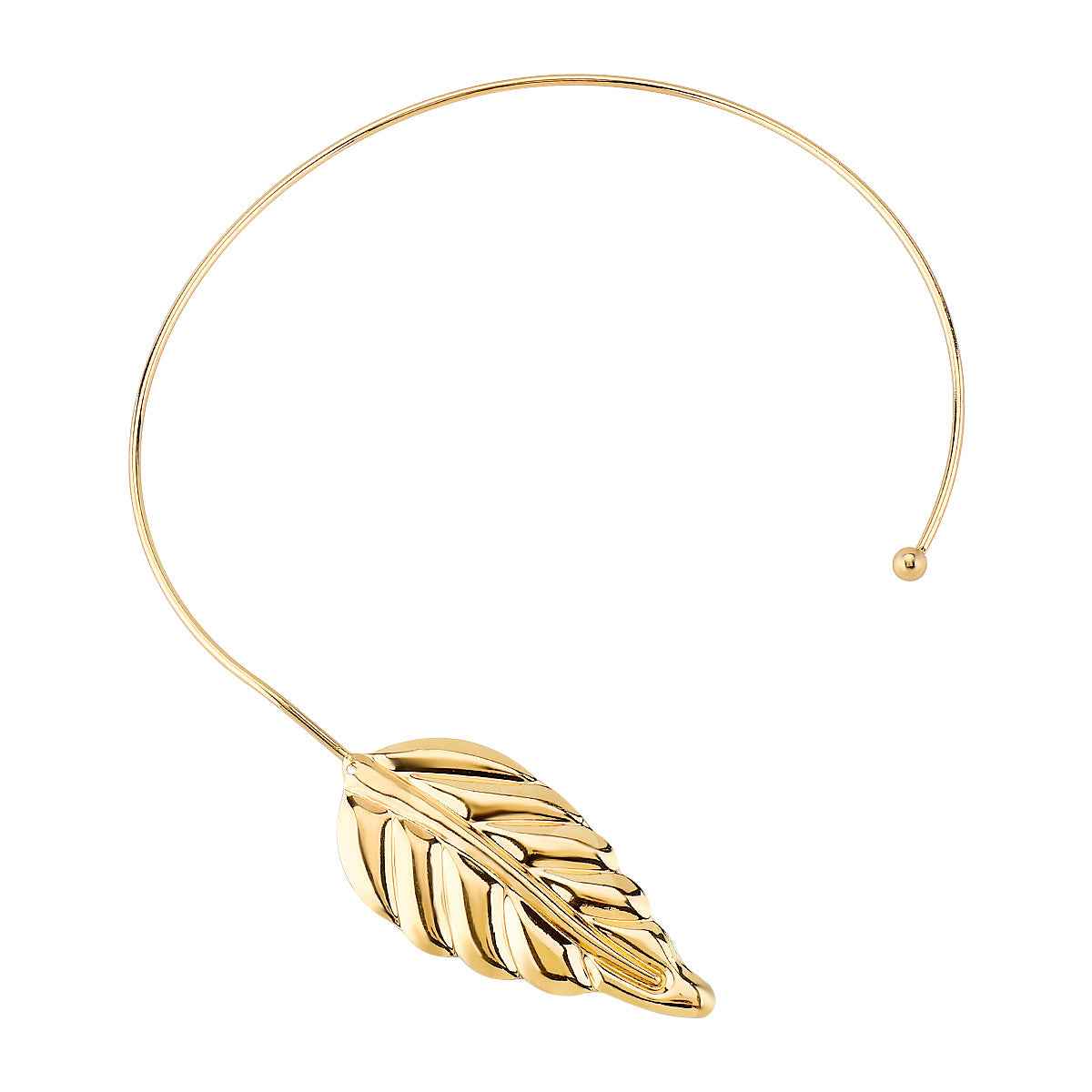Golden Whisper Leaf Choker - Statement Collar Necklace