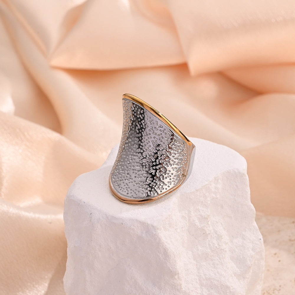 Auric Dusk Sculpt 925 Silver & 14K Gold plated Ring - AmoreNmore