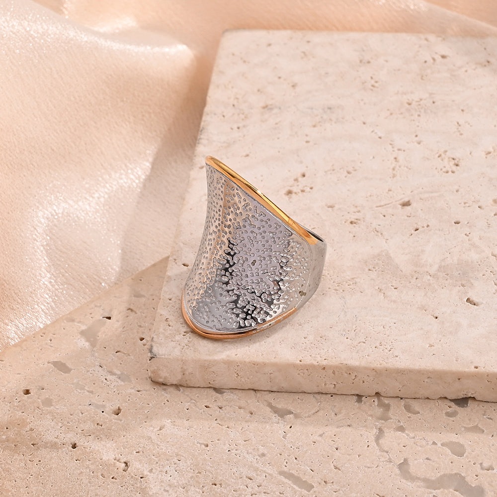 Auric Dusk Sculpt 925 Silver & 14K Gold plated Ring - AmoreNmore