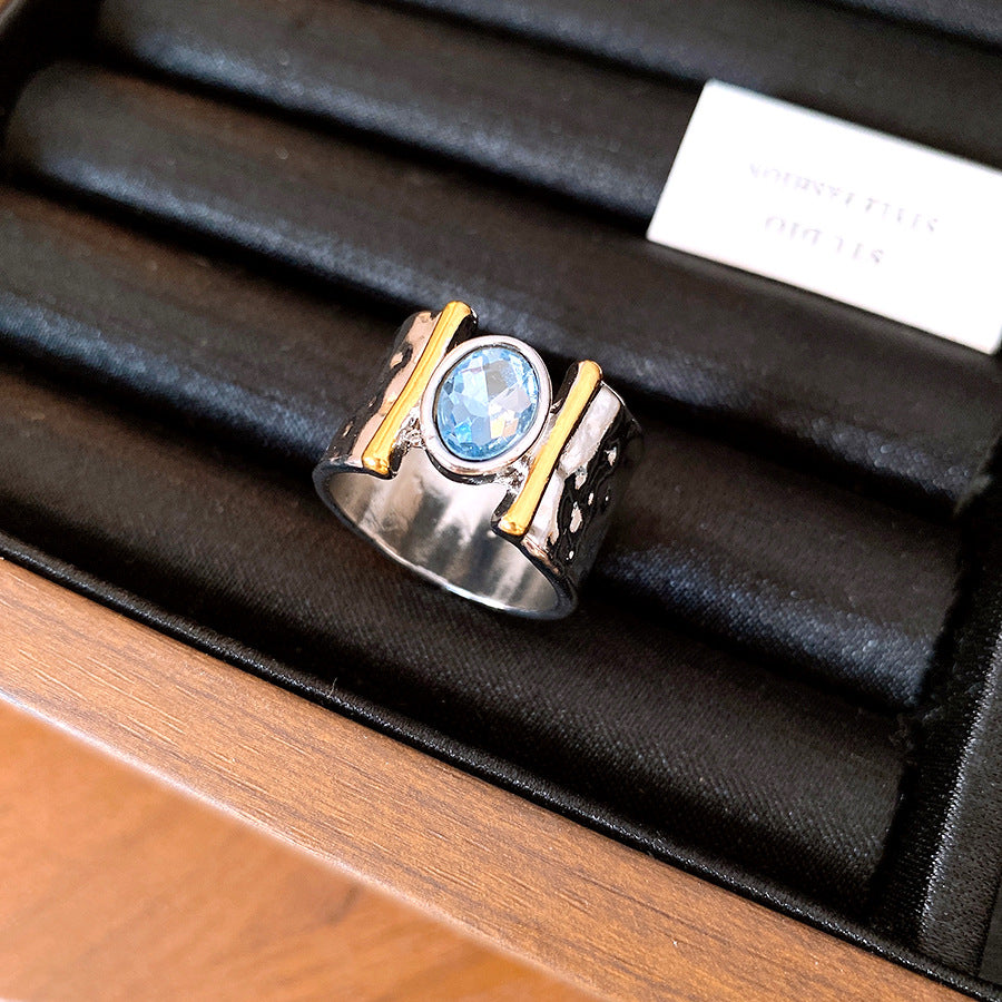 Azure Luxe Hammered Band Ring