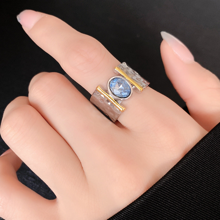 Azure Luxe Hammered Band Ring