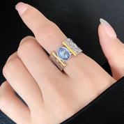 Azure Luxe Hammered Band Ring