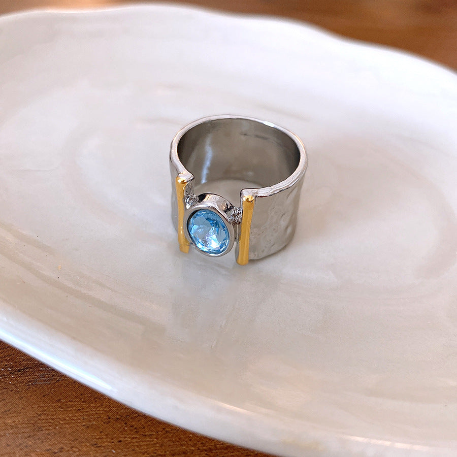 Azure Luxe Hammered Band Ring
