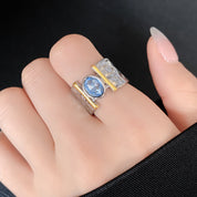 Azure Luxe Hammered Band Ring