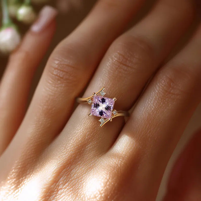Ethereal Amara Princess-Cut Lavender Ring