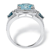 Aqua Radiance Halo 925 silver plated Ring