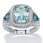 Aqua Radiance Halo 925 silver plated Ring