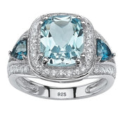 Aqua Radiance Halo 925 silver plated Ring