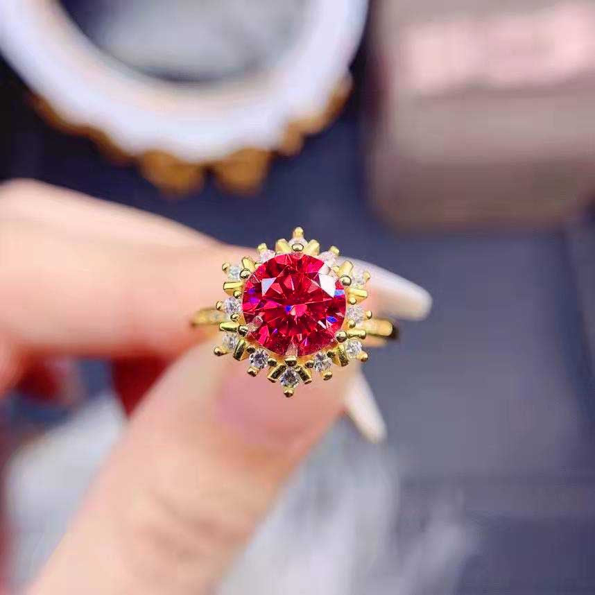Crimson Radiance Solitaire Adjustable Ring