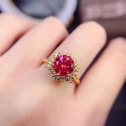 Crimson Radiance Solitaire Adjustable Ring