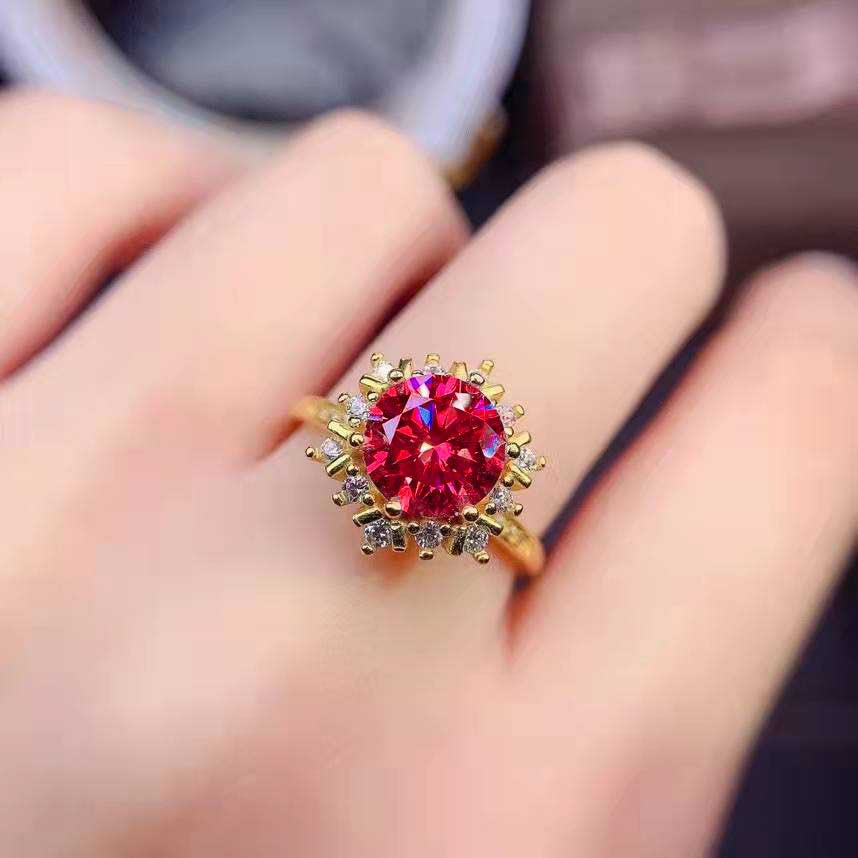 Crimson Radiance Solitaire Adjustable Ring
