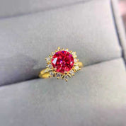 Crimson Radiance Solitaire Adjustable Ring