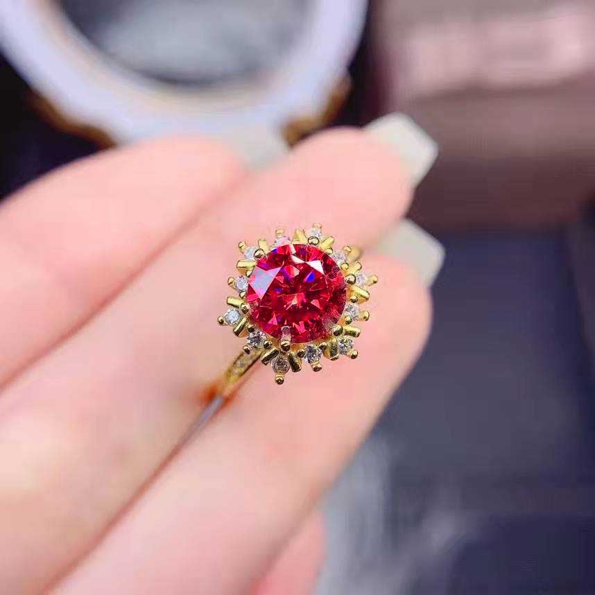 Crimson Radiance Solitaire Adjustable Ring
