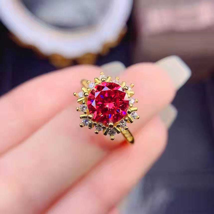 Crimson Radiance Solitaire Adjustable Ring
