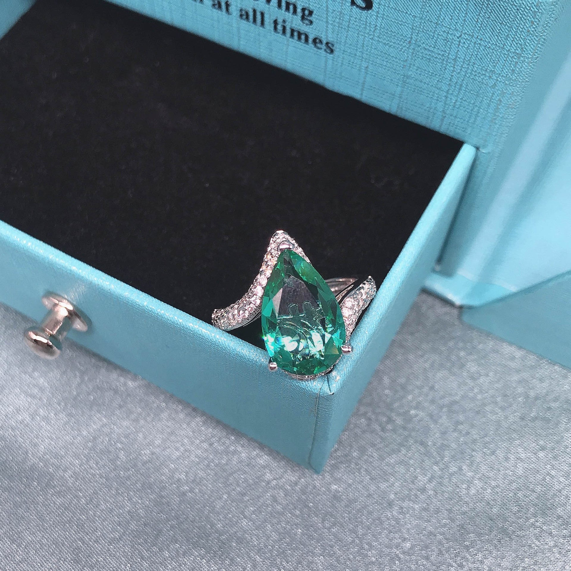 Aqua Dusk Teardrop Ring