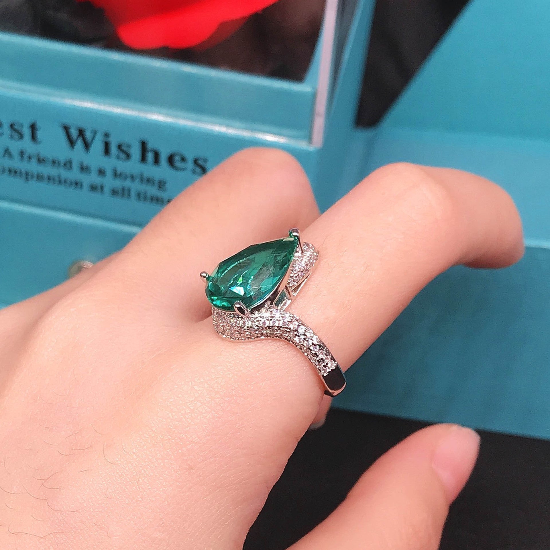 Aqua Dusk Teardrop Ring