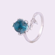 Aqua Glow 925 Silver Plated Adjustable Ring - AmoreNmore