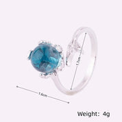 Aqua Glow 925 Silver Plated Adjustable Ring - AmoreNmore