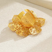 Golden Bloom 14K Gold Plated Adjustable Statement Ring - AmoreNmore