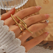 Golden Flow 18K Gold Plated Statement Adjustable Ring - AmoreNmore