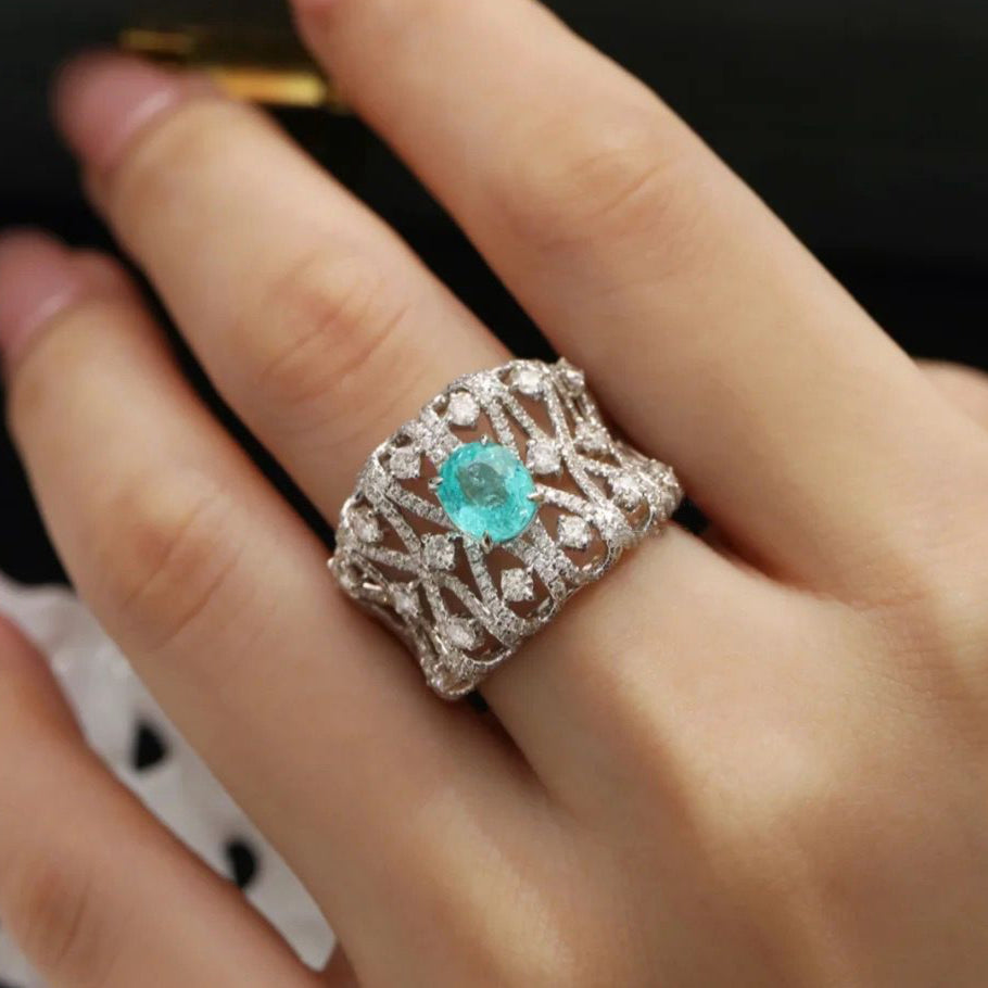 Aqua Serenity Luxe 925 Silver Plated Ring - AmoreNmore
